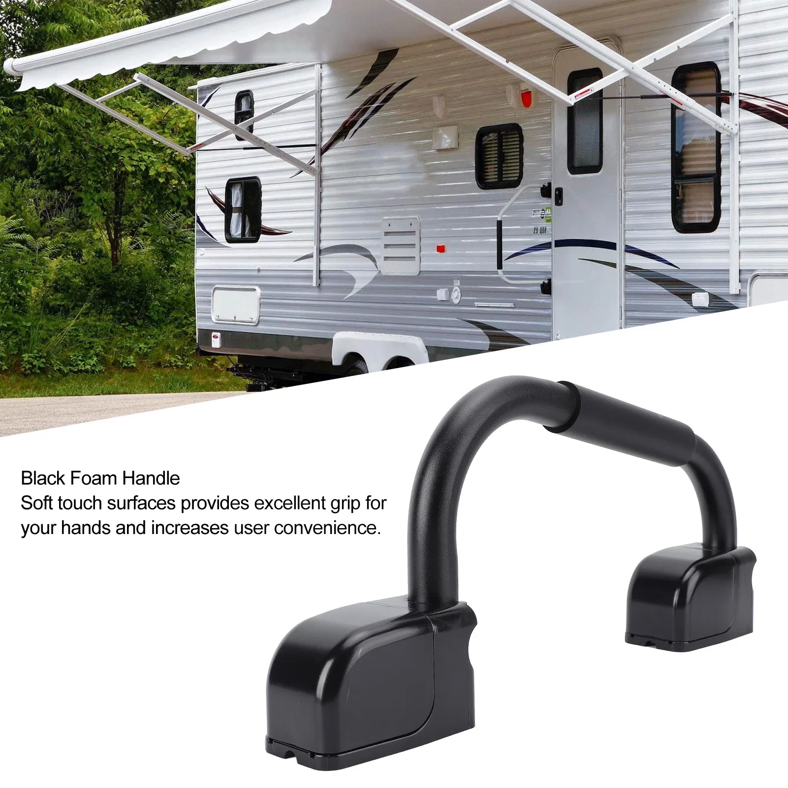 

RV Hand Rail Folding Handle Entry Door Grab Bar Aluminum Alloy Soft Touch Assist Handle for Motorhome Travel Trailer