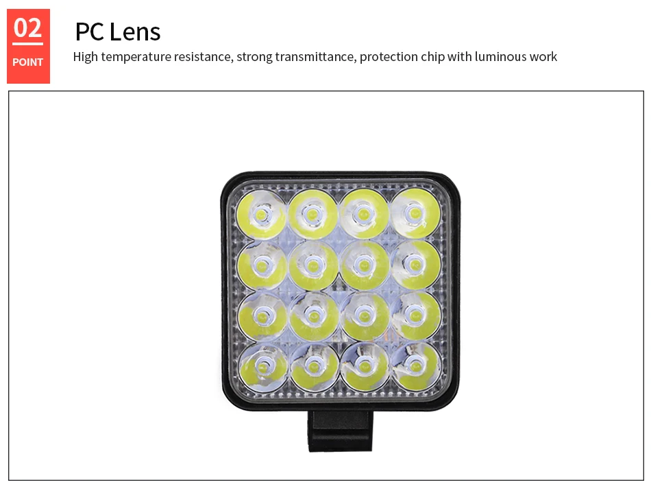 48W 16SMD Arbeitslicht LED Auto Nebelscheinwerfer 12V 24V LKW SUV 4X4 4WD Engineering Scheinwerfer Off-Road Runder Scheinwerfer