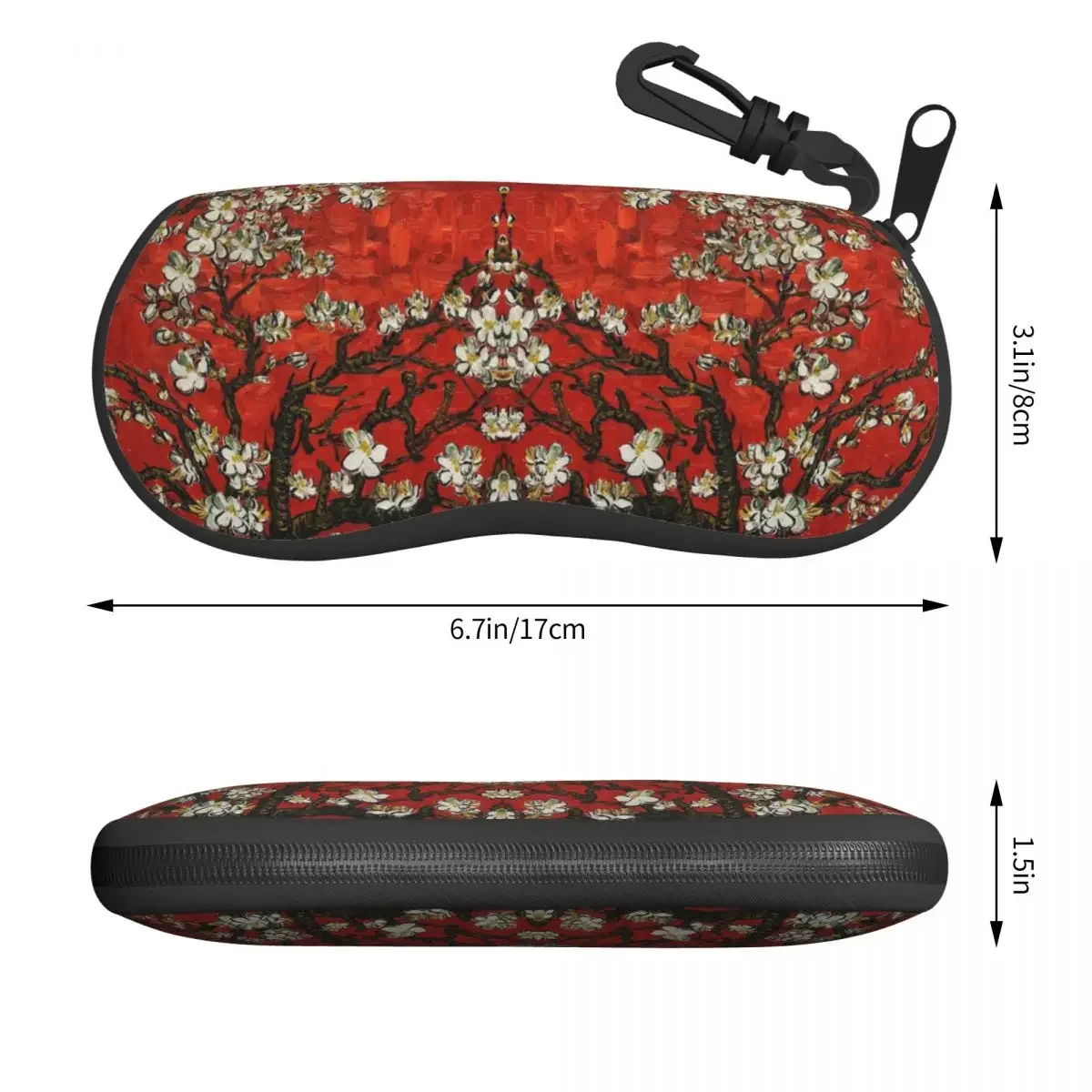 Van Gogh Almond Blossoms In Red Sunglasses Soft Case Neoprene Zipper Flowers Shell Eyeglass Case Protective Box For Glasses