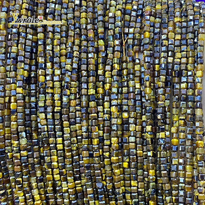 2x2mm Faceted Cube Tiger Eye Natural Stone Loose Spacer Beads for Jewelry Making Diy Earrings Bracelets Charms Accessories
