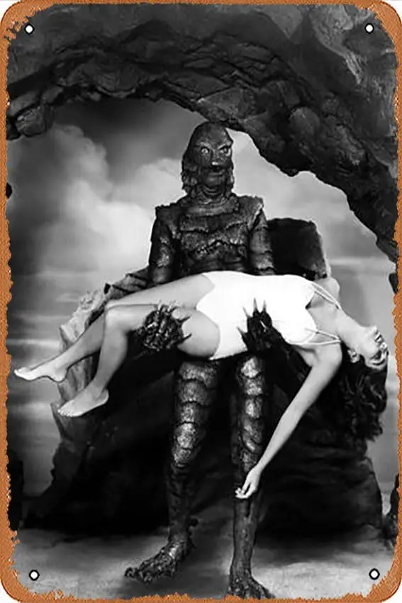 Metal Tin Sign  - Creature from the Black Lagoon, Julia Adams, 1954 - Poster Metal Plaque Cafe, Bar, Home Wall Decor