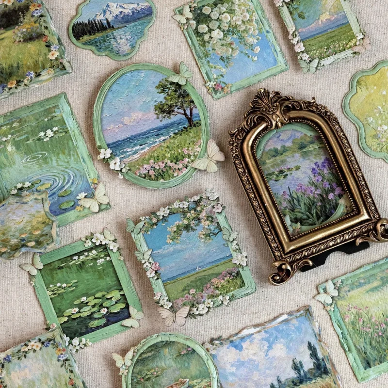 15 Stück Retro Monet Landschaftskunst Deko-Aufkleber DIY Handgemachtes Album Scrapbooking Deko Papierbedarf