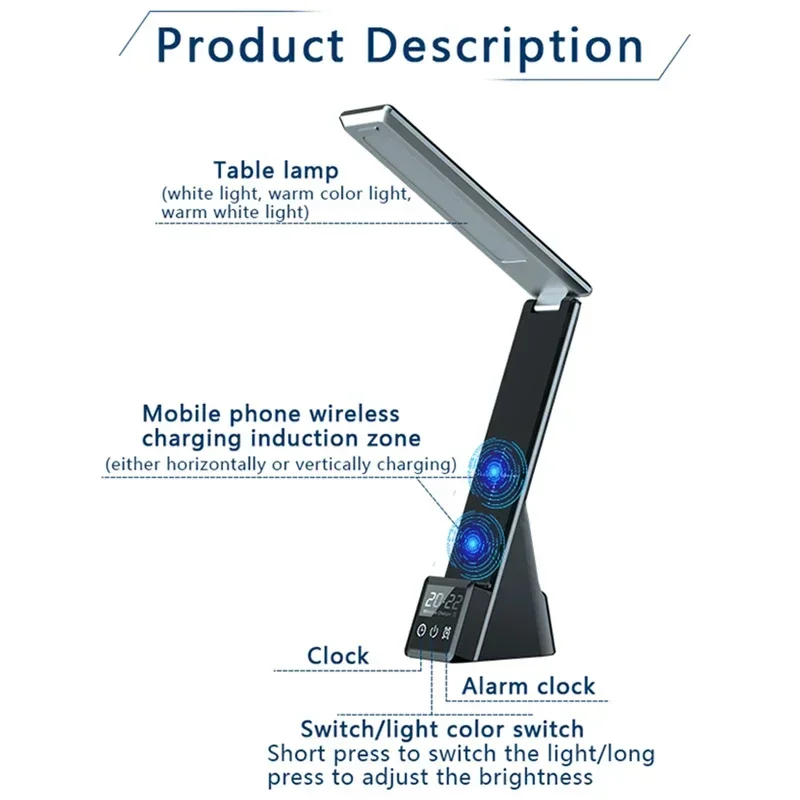 5IN1 Alarm Clock Wireless Charger Stand for IPhone 15 14 Plus 13 12 11 ProMax Watch AirPods Table Lamp 15W Fast Charging Station