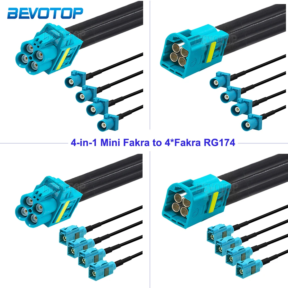 1Pcs RG174 RSBG Type Replacement 4-in-1 Mini Fakra to 4*Fakra Male/Female Connector RG174 RF Coaxial Cable 50 Ohm High Quality