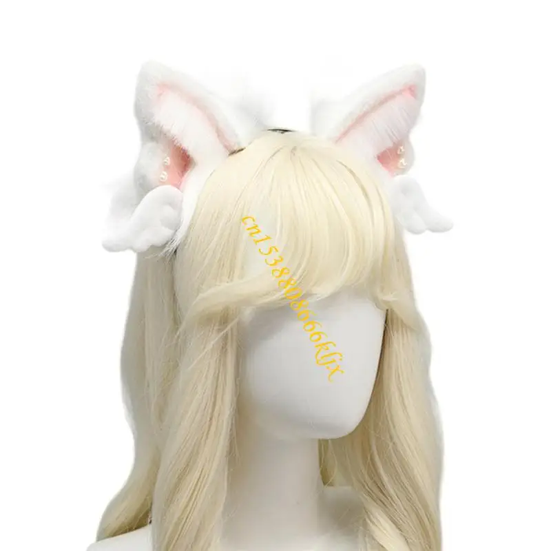 Handgemaakte dierenoorhoofdband Anime Angel Wing Hairband Masquerade Kostuum kopstuk Tieners Girl Cosplay Dress Up Hairhoop 066c