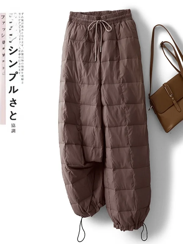 Trendy Thiened Calças de algodão retas Casacos femininos Inverno Faionable Dstring Europeu Sle Winter Thi Cotton Tro...