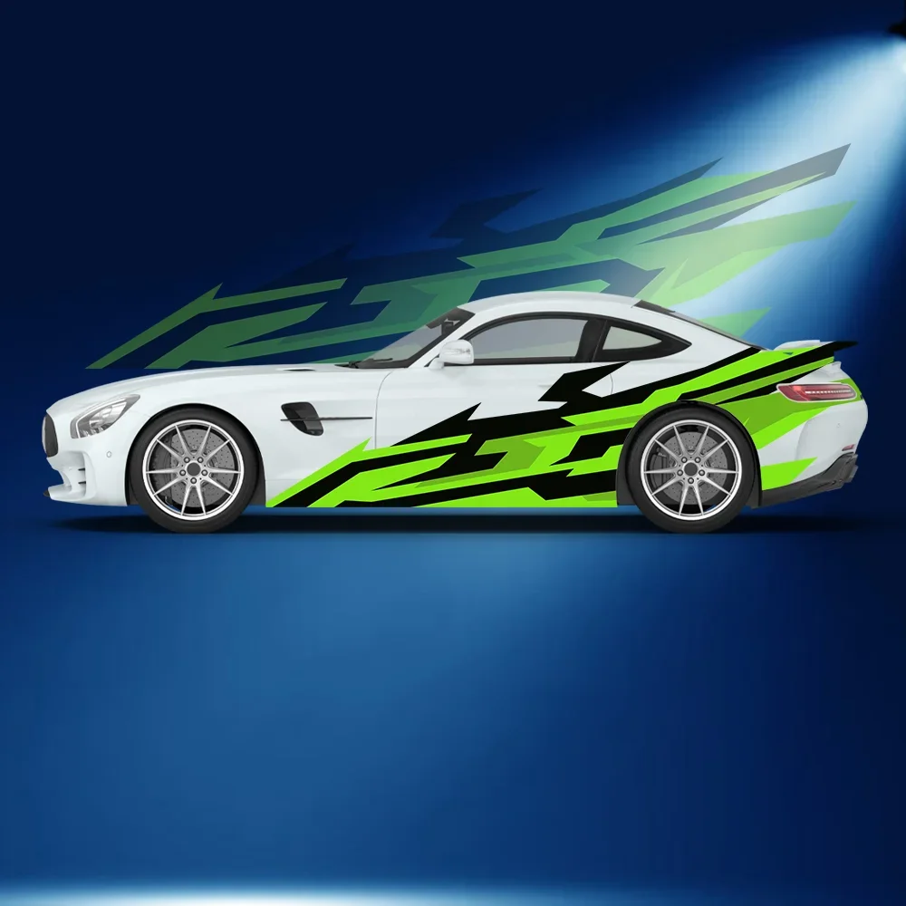 

Cool Green Lightning Stripe Car Side Sticker Vinyl Self-adhesive Paper Motorsport Paint Decal Suitable for Truck Suv Decoration