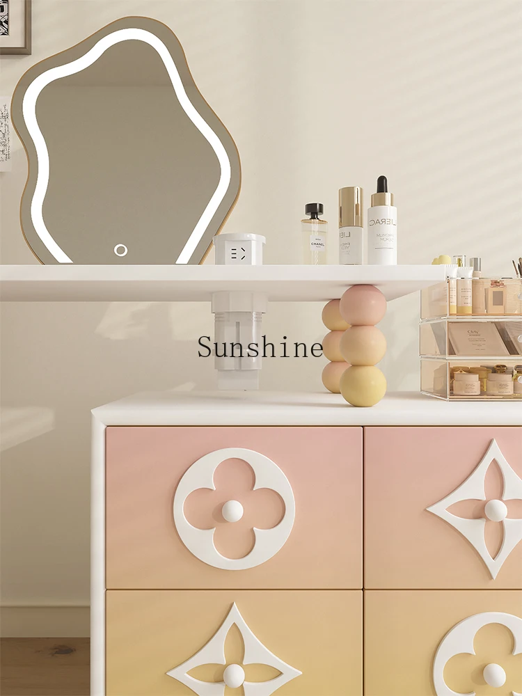 Cream wind dressing table integrated gradual change color storage locker retractable master bedroom dressing table