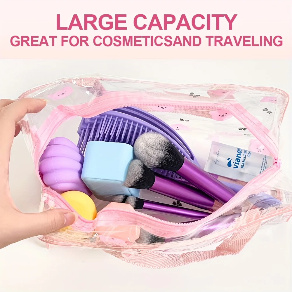 1 Cartoon-Printed Toiletry Bag with Handle, Suitable for Storing Cosmetics for a Spa Party, Portable Makeup Case with Multiple Compartments, Is an Excellent Choice for Travel and Gift-Giving