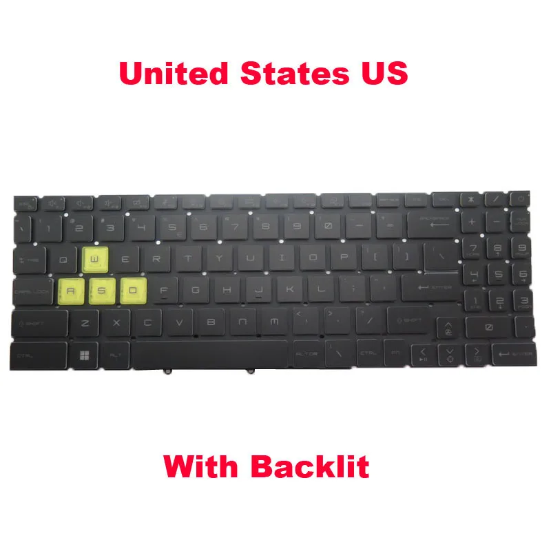 YD Laptop Monochrome Backlit KR HU GR GK BE Keyboard For MSI Crosshair 15 R6E B12UEZ B12UGZ C12VE C12VF C12VG English US Black N