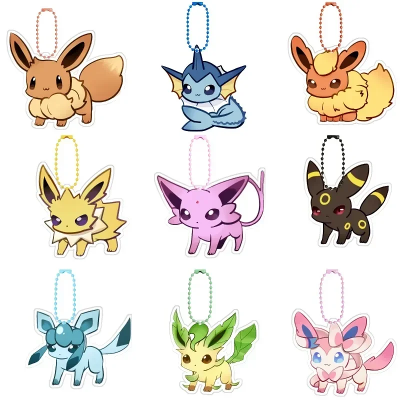 Pokemon Eevee Vaporeon Umbreon Sylveon Jolteon Self Made Acrylic Keychain Pendant Anime Classics Game Collection Cards Toy Gift