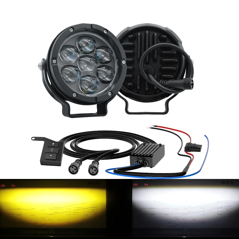 Motorcycle Spot LED Driving Light Super Bright 7led Spotlight with Mounting Bracket Waterproof Motorbike Auxiliary Work Lamps