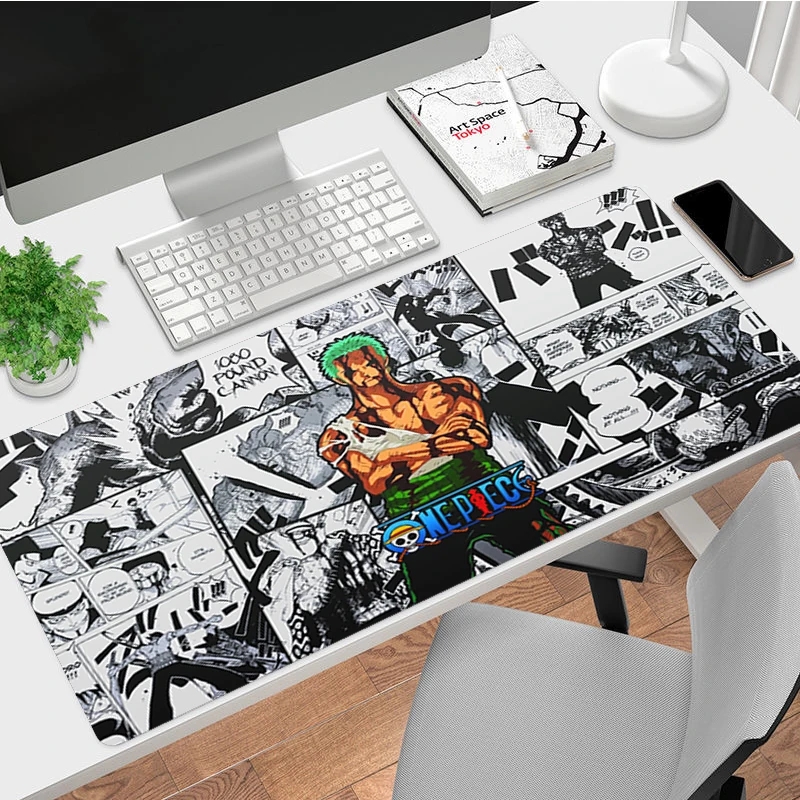 One Piece Zoro Roronoa Locking Edge Mouse Pad Game Gaming Mousepad XL Large Gamer Keyboard PC Desk Mat Computer Tablet Mouse Pad