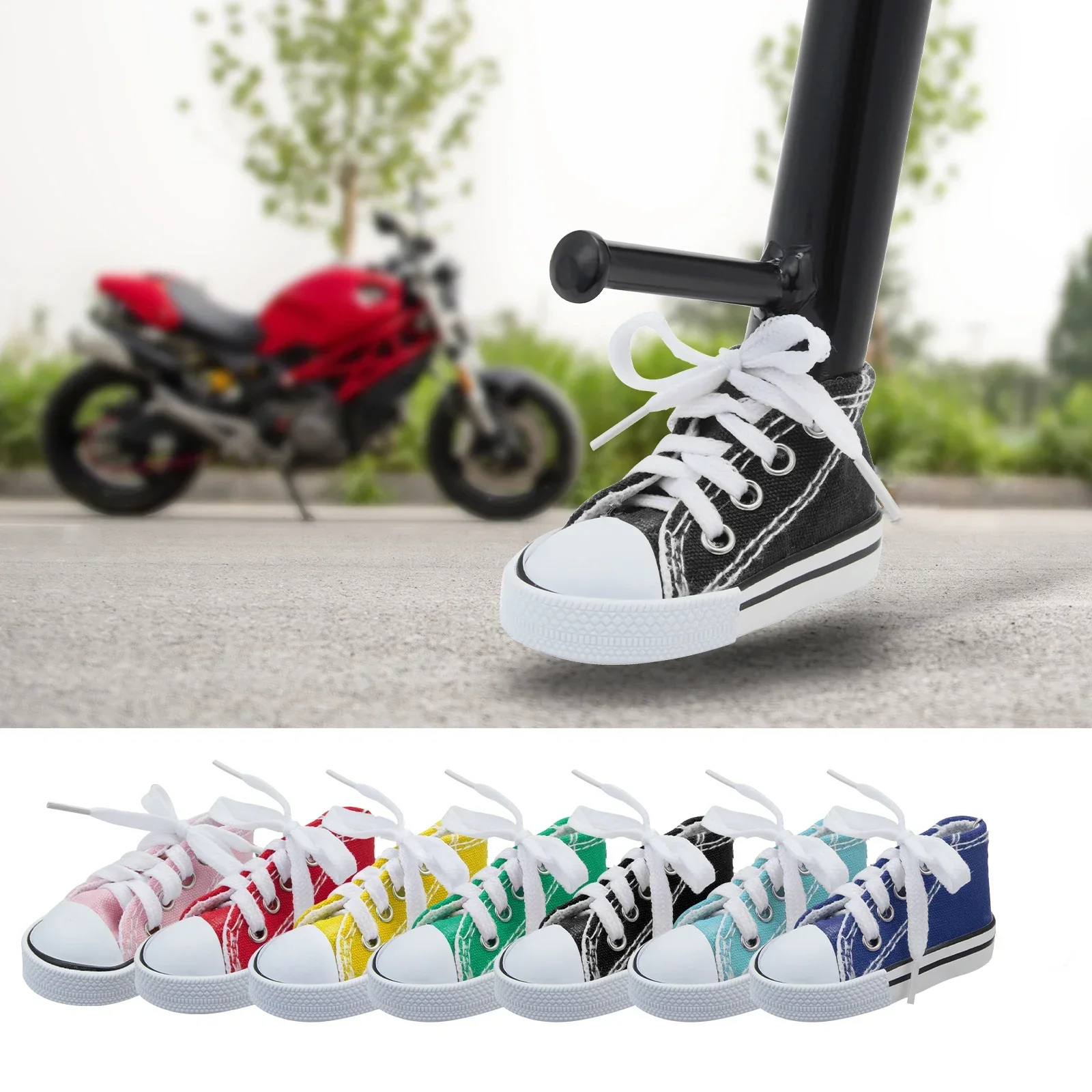 1PCS Motorcycle Side Stand Funny Cute Mini Shoe Foot Support Motor Bicycle Kickstand Tripod Hang a key chain