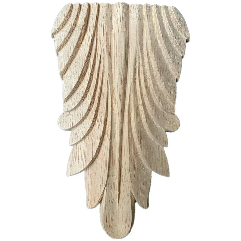 2PCS 14cm European Style Decoration Beam Maas Unpainted Wood Carved Decal Corner Onlay Applique Wall Cabinet Door Decor Crafts