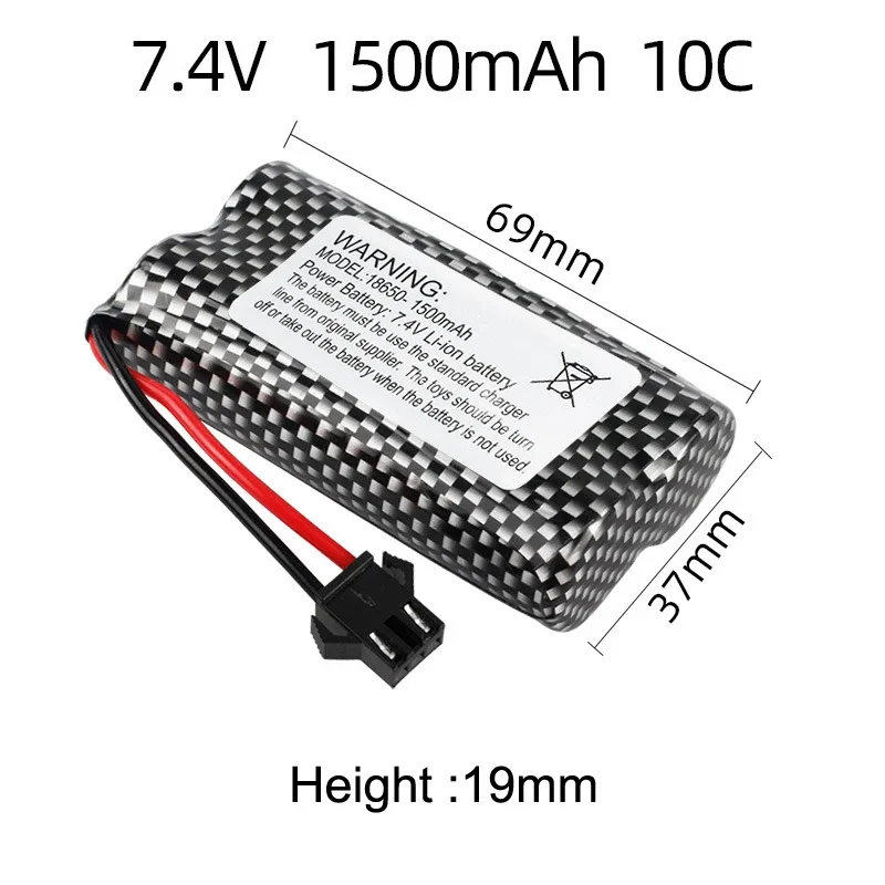 

7.4V 1500mAh 10C Lipo Battery for Watch Gesture Sensing Twisted Remote Control Stunt Car 1 to 2pcs 7.4v 2s Battery SM-3P Plug