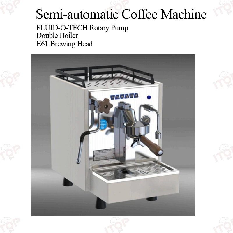 ITOP YTEM Semi-automatic Coffee Machine E61 Brewing Head Double Boiler FLUID-O-TECH Rotary Pump Espresso Maker 110V 220V