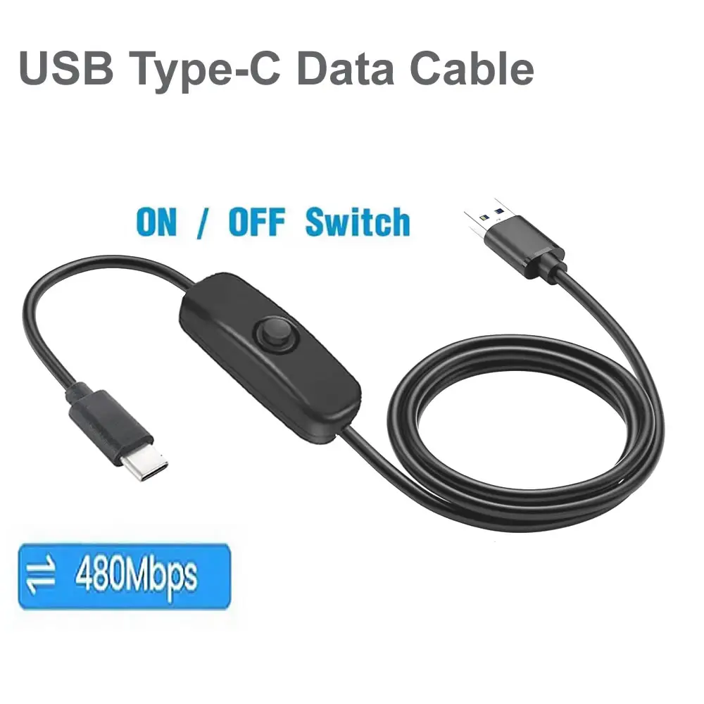 USB auf Typ-C Datenkabel mit Ein/Aus-Schalter für schnelles Laden und Datenübertragung, USB Typ-C Stromkabel mit Schalter für Telefon, LED, USB usw.