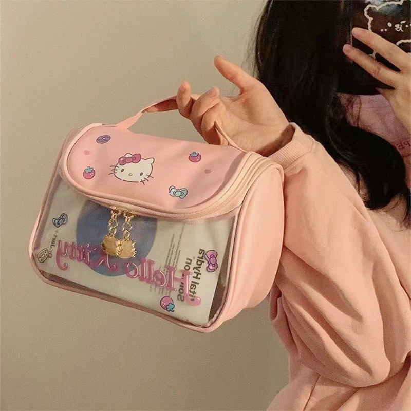 Hello Kitty Sanrio borsa cosmetica Kawaii Cartoon Cute Travel borsa portatile articoli da toeletta borsa portaoggetti cosmetica regali per studenti