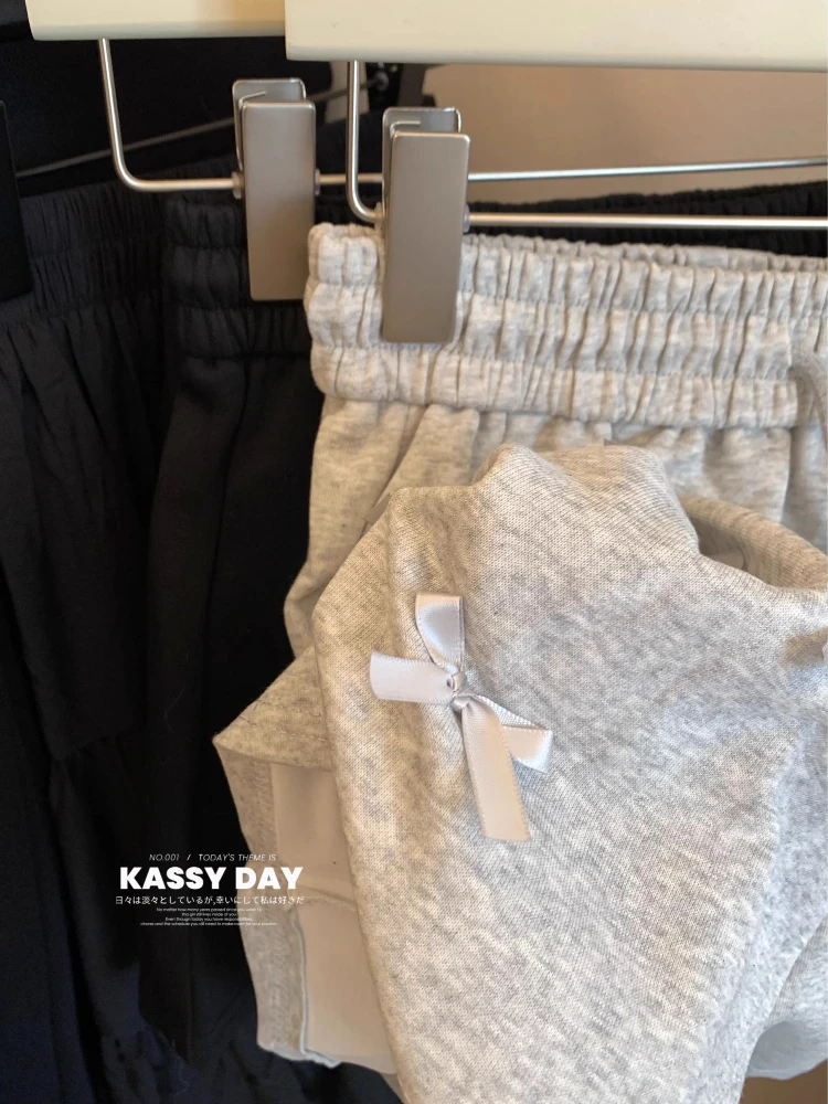 Short à nœud taille haute pour femmes, coupe ample, décontracté, jambes larges, pantalons chauds, été 2025