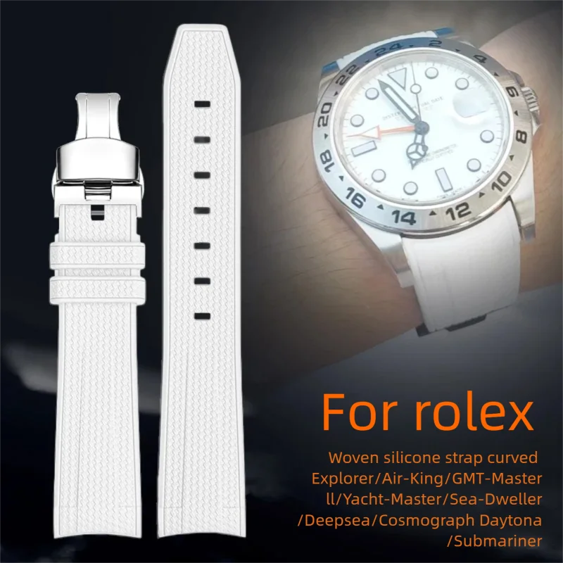 Arc-shaped silicone watch strap For Rolex Cosmograph Daytona Submariner Sea-Dweller Deepsea GMT-Master II Explorer rubber strap