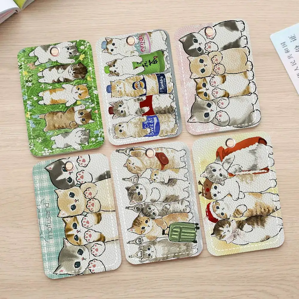 Funny Cat Mofusand Rectangle Keychain Card Holder, Badge Credit Card Holder, Student ID Card Holder, Bus Cards Cover
