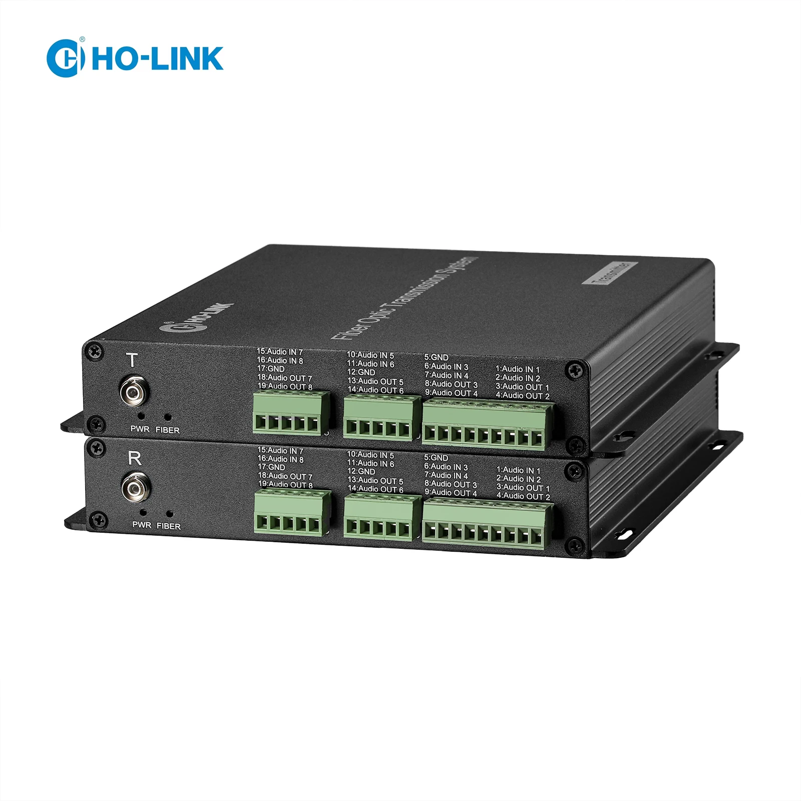 8 channel bidirectional phoenix terminal audio,single fiber single mode 20KM FC connector