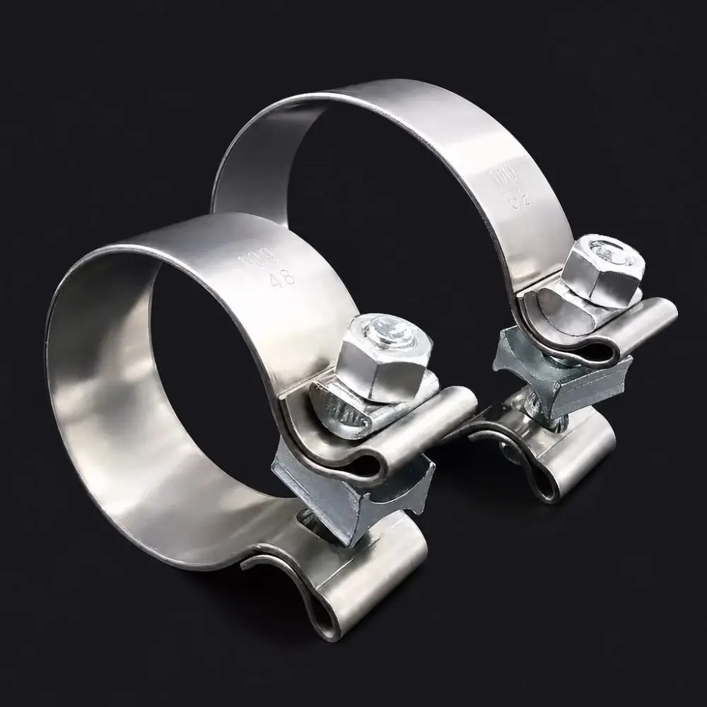 Strong Stainless Steel Exhaust Pipe Clamp 40-76mm Universal Pipe Connection Hoop Tube Ferrule