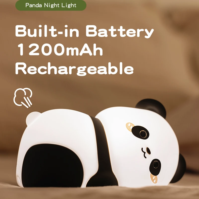 LED Night Lights Cute Panda  Silicone Lamp USB Rechargeable Dimming Bedside Decor Kids Baby nightlight Birthday Gift