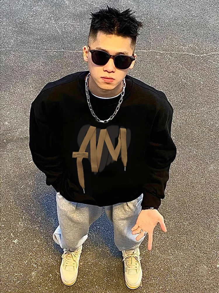 

Мужской свитшот American Sle Heavyweight с круглым вырезом, весенне-осенний, с капюшоном, премиум-класса, стильный, брендовый, уличный стиль, топ