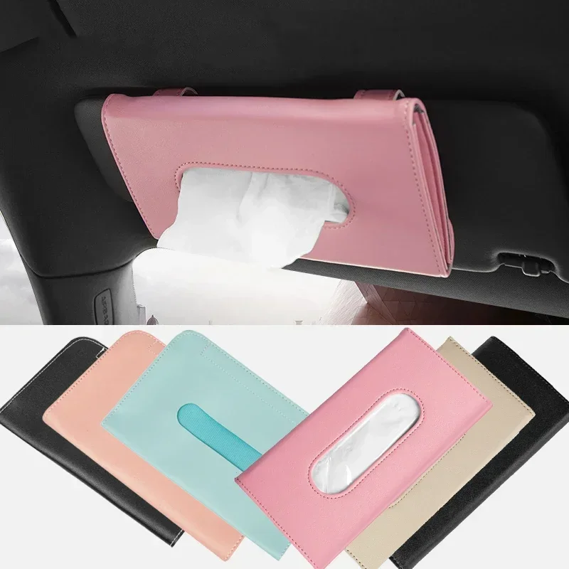 Caixa de Lenços para Carro, Suporte para Visor Solar, Caixa de Lenços para Teto Solar, Bolsa Criativa de Couro para Interior de Carro