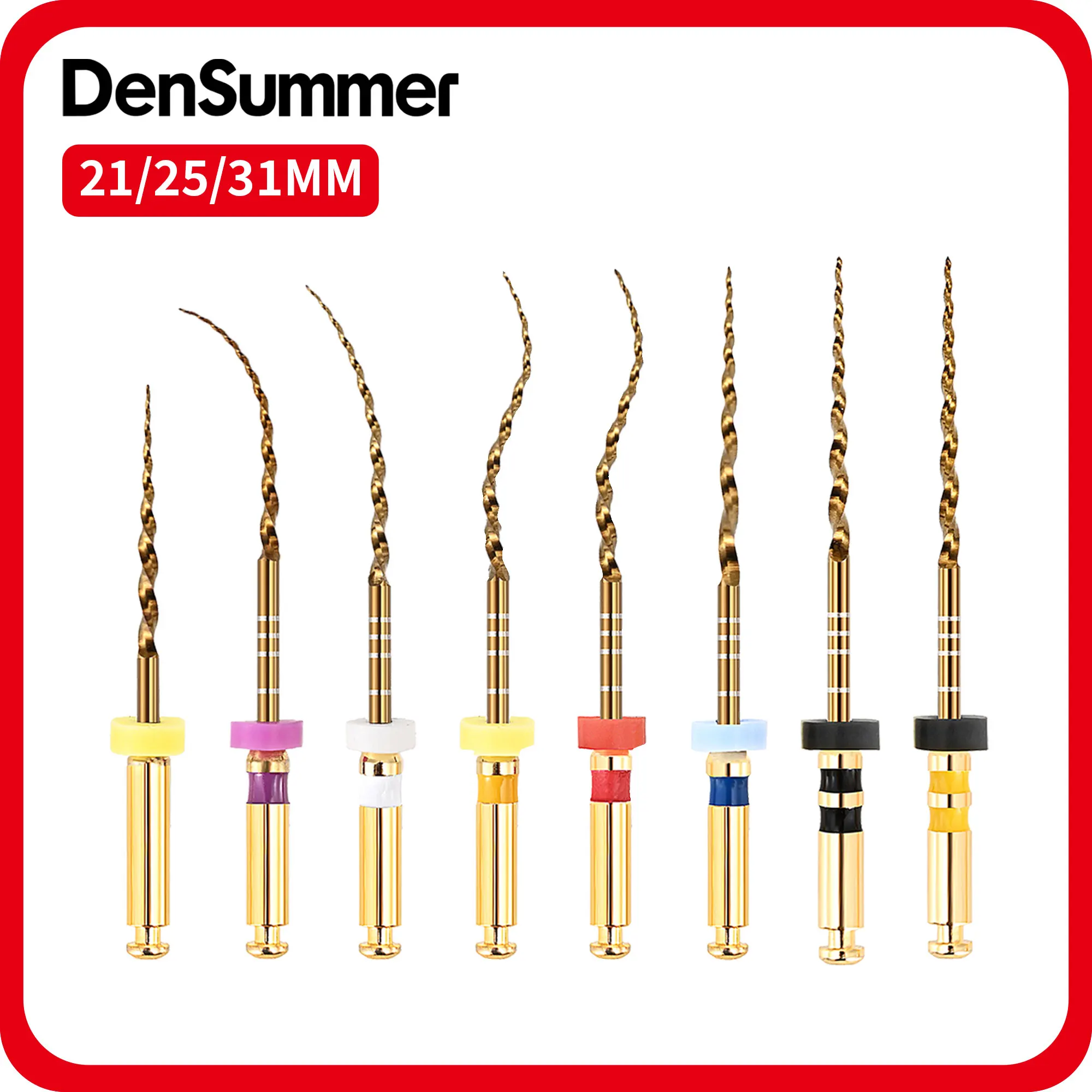 DenSummer Dental Endo Files 6Pcs/box 19/21/25/31mm SX-F5 Endodontic Rotary Files Nickel Titainium Heat Activation Flexible Files