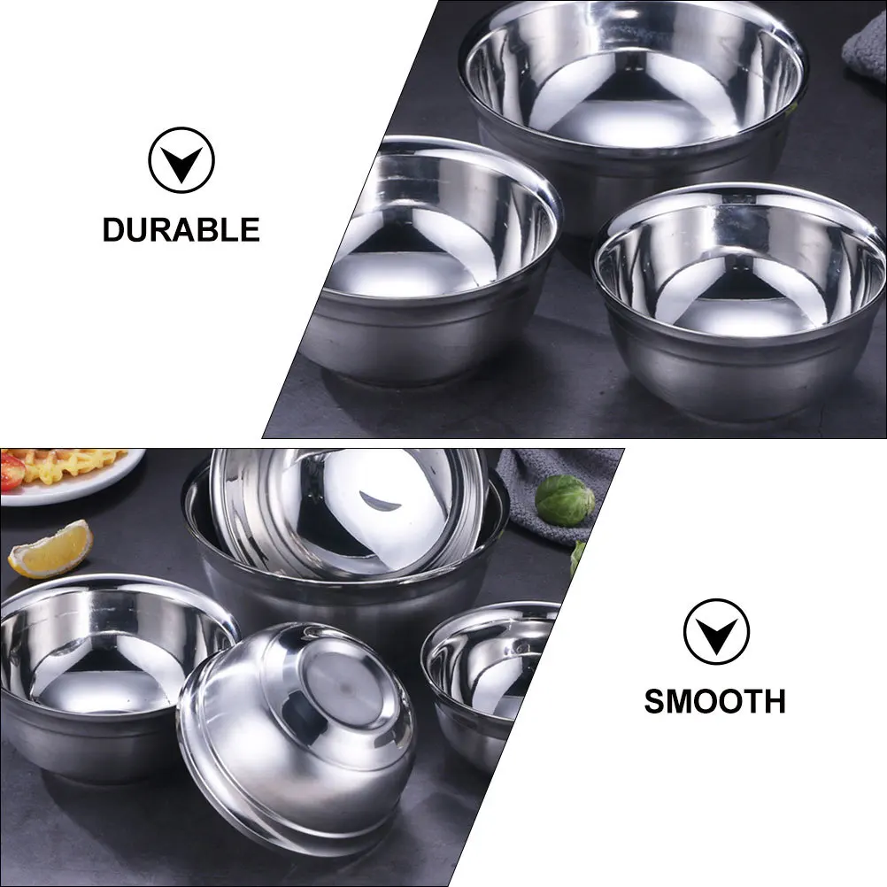 

2Pcs Double Walled Stainless Steel Bowl Set Heavy Duty Insulated Food Bowls for Porridge Noodles Salad Soup Kitchen Gadgets