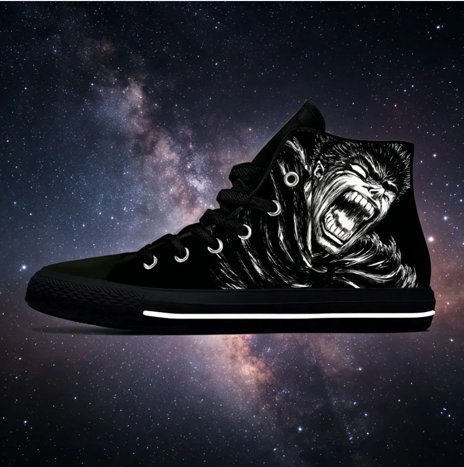 

Berserk Guts Stylish Dark Style High Top Sneakers Shockproof Wear Resistant Breathable Unisex Shoes
