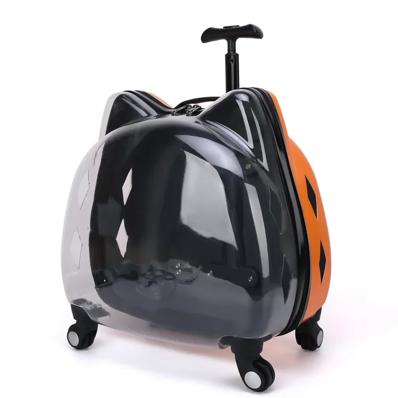 Transparent Capsule Pet Travel Trolley Bag, Acrylic Universal Pet Backpack, Large Space Travel Case, Carrier with Wheels