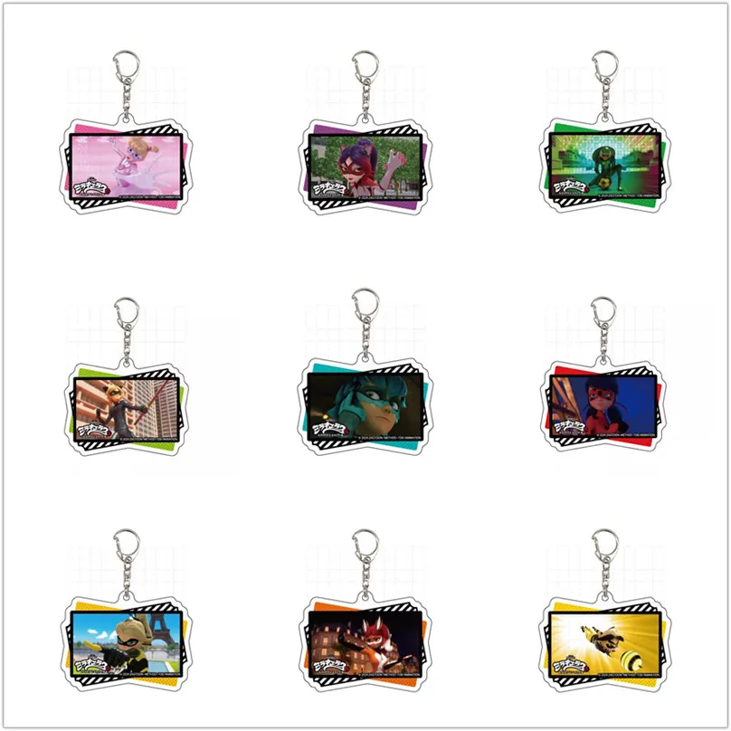 Game Adrien Agreste Plagg Clara Wayhem Marinette Dupain-Cheng Keychain Doll Anime Acrylic Keyring Pendant for Gift