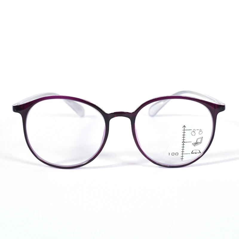 Lila Farbe Progressive Multifokale Lesebrille Damen Ultraleichter runder Rahmen Tragen Sie leicht für Frauen TR90 +125 + 175 + 225 – Detail 3