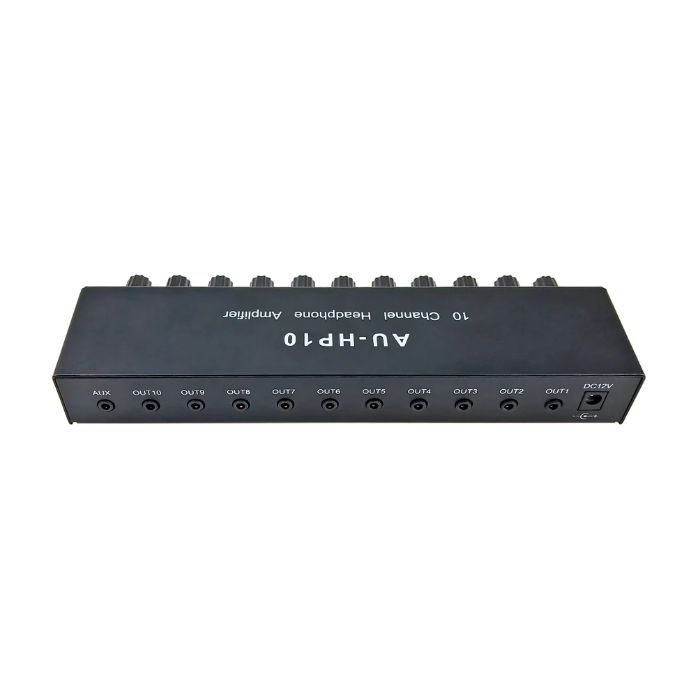 

AT82-AU-HP10 10 Channel Stereo Headphone Amplifier Audio 1Input 10 Output Preamplifier Independent-Control NJM4556A DC12-24V