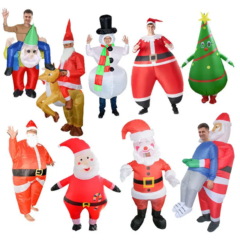 

Christmas Funny Inflatable Costumes Gingerbread Man Santa Claus Elk Snowman Tree Penguin Adult Kid Halloween Carnival Party