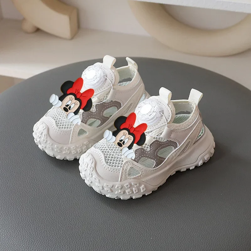 

Disney Summer Boys GirlsBreathable Sandals Baotou Toddler Shoes Swivel Button Casual Shoes Mickey Mouse New Kids Beach Shoes
