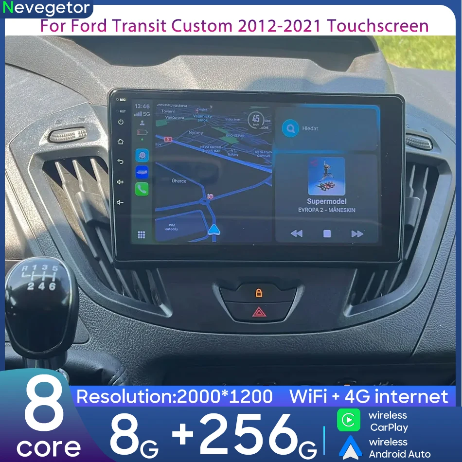 For Ford Transit Custom 2012-2021 Touchscreen Car Multimedia Player Radio Navigation stereo Wieeless CarPlay GPS Android Auto