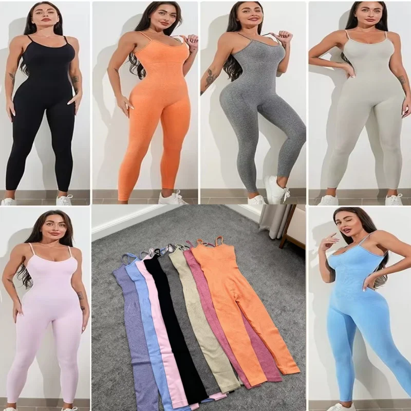 

sexy Seamless Jumpsuits Gym Set Workout Yoga Clothes Women's Tracksuit Yoga Set One Piece Fitness Workout Rompers Sportswear