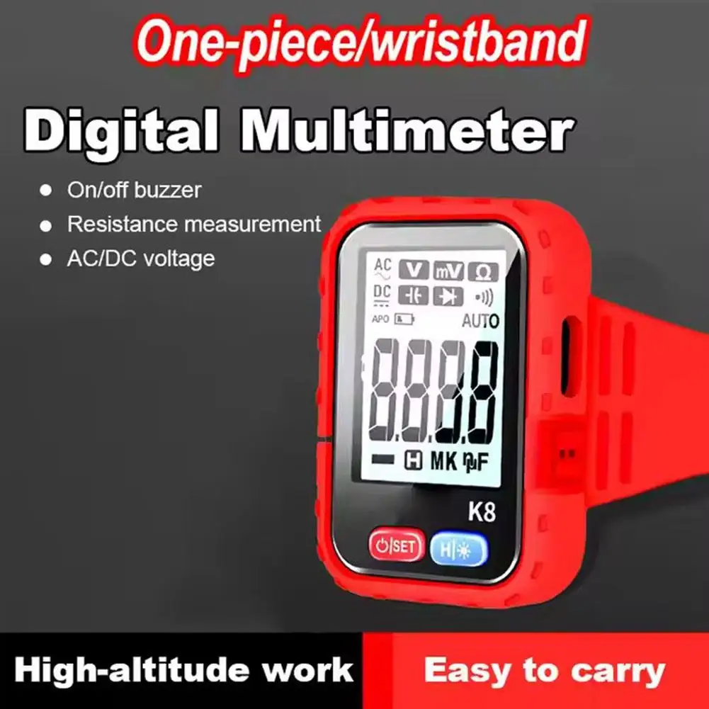 Mini Digital Watch Multimeter, High Precision Resistance & Continuity Tester, Rechargeable, Solves Bulky Tool Carrying/Inaccurat