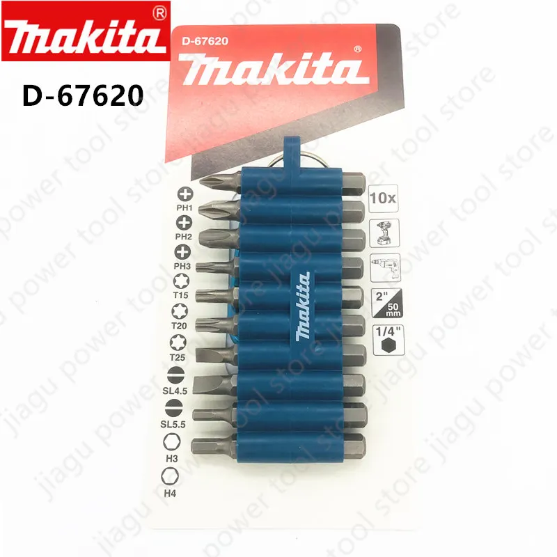 

Makita Screwdriver Bits D-67620 10Pcs Set 50mm Phillips Slotted Hex Torq 1/4'' Combination Electric Screwdrivers Head