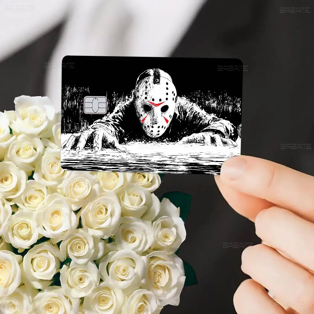 Horror Movie Jason V-Voorhees Anime Game Film Cover Sticker Case For Small Chip Credit Debit Card Front Side