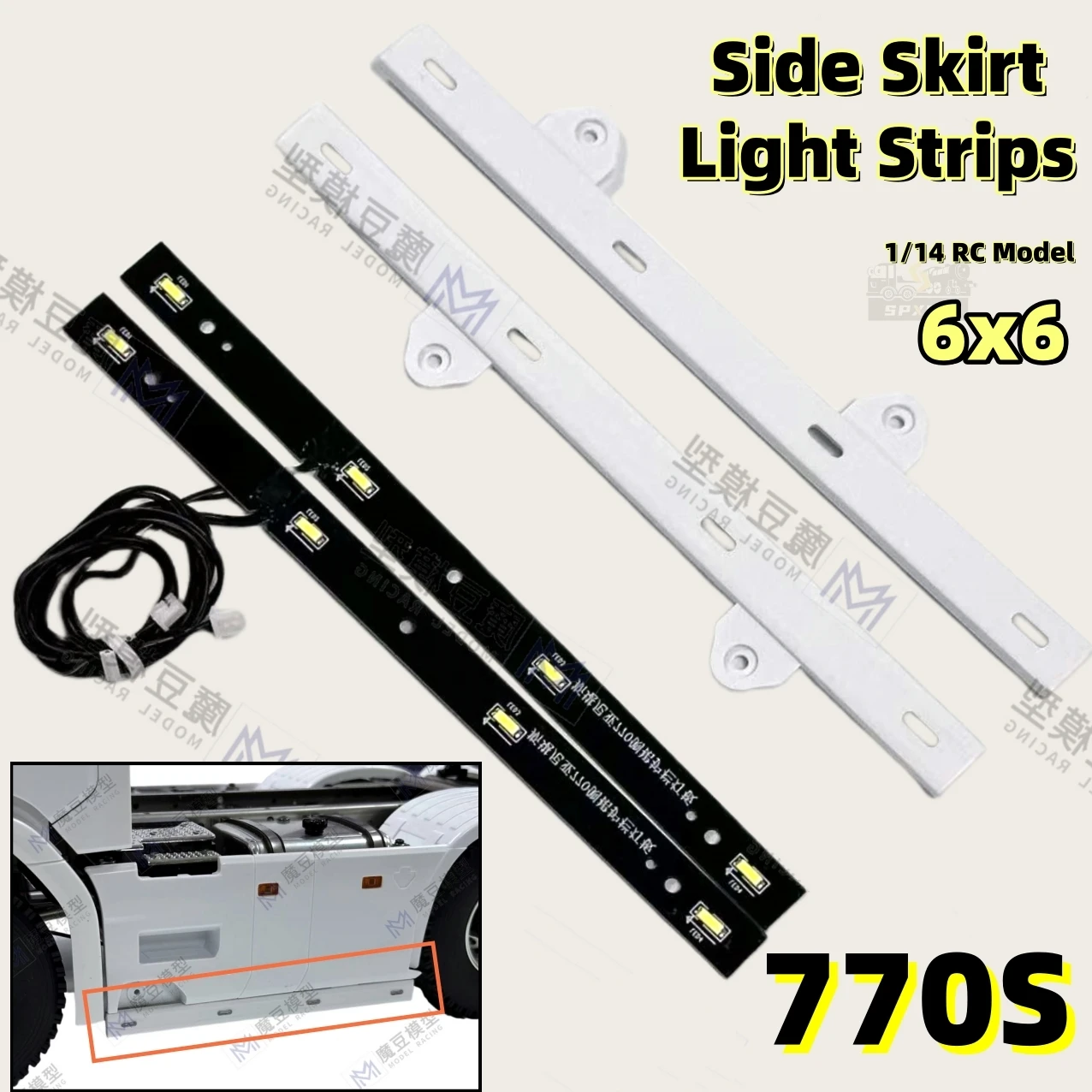 

770S 6x6 Боковые световые полосы Боковые световые полосы LED 3V ABS Обновление для 1/14 Tamiya RC Scania Romote Control Прицеп Игрушечные детали