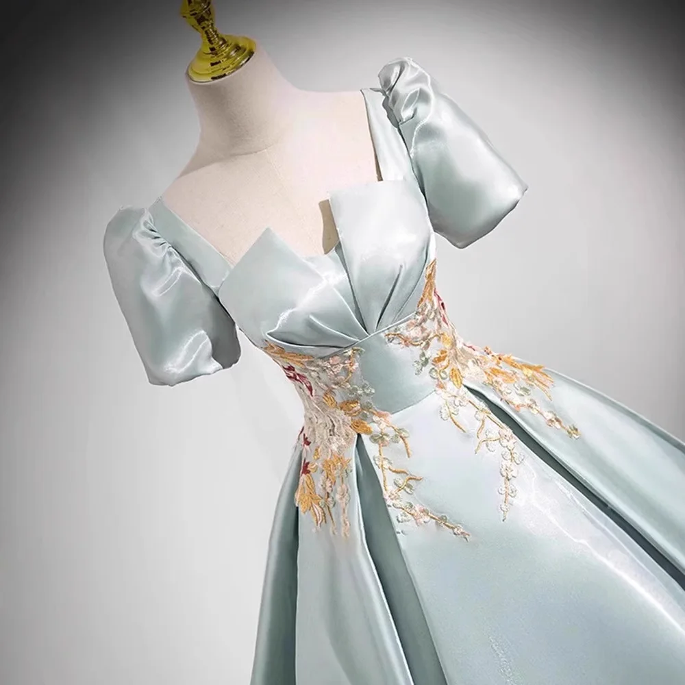 Customized New Design Ball Gown Quinceanera Dresses Appliques Puff Sleeves Satin Prom Birthday Party Gowns Formal Occasion