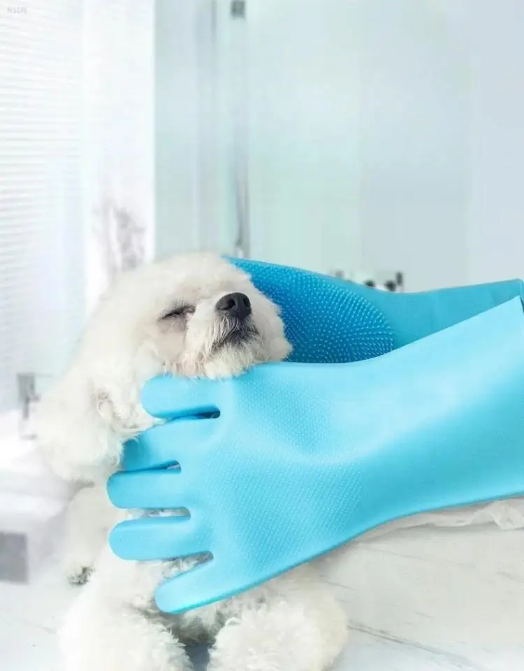 Luvas de limpeza para animais de estimação, luvas para banho de cachorro, shampoo, purificador mágico, limpador de louça, esponja de silicone, luva de lavagem de cabelo