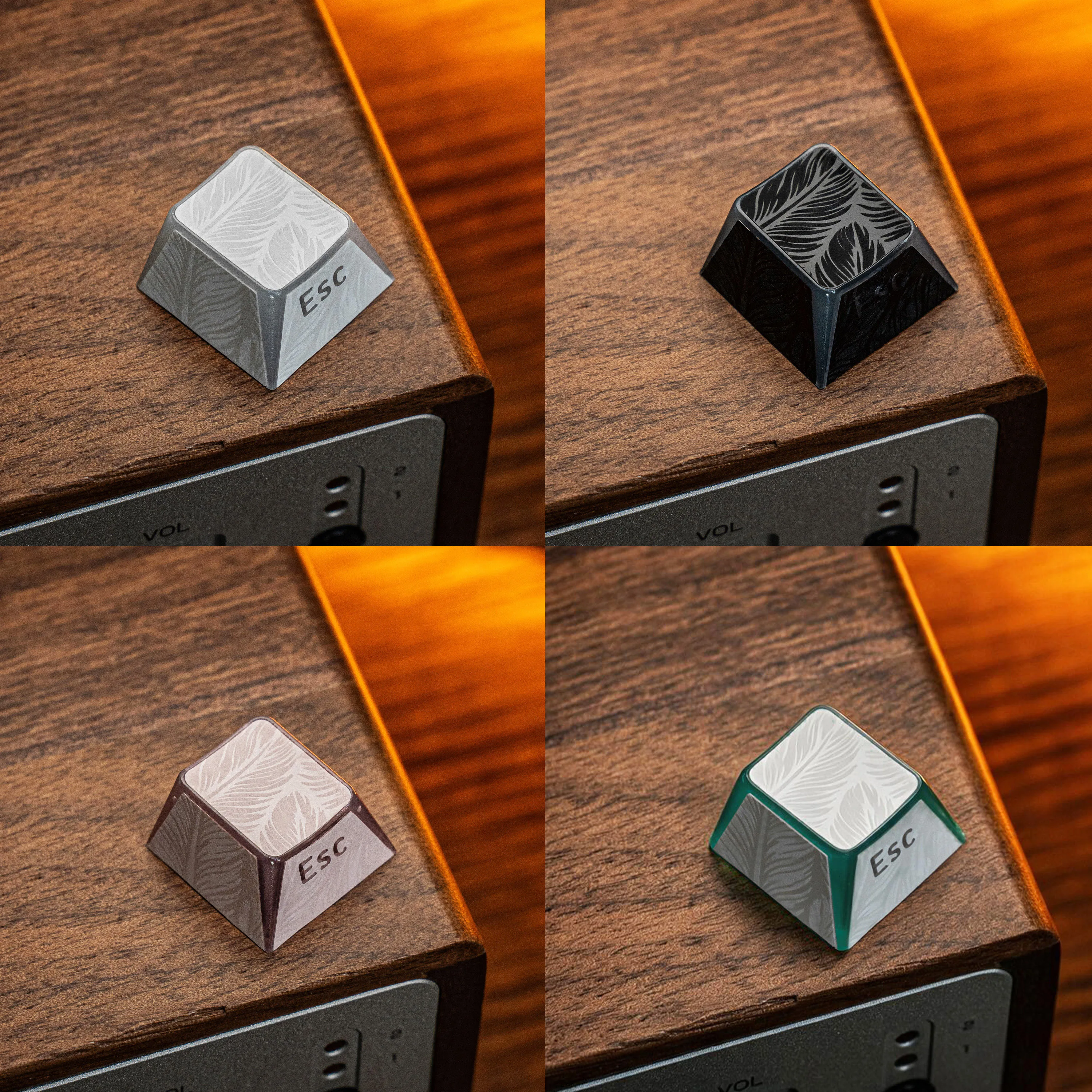Embossed Feather PBT Double Shot Keycaps, Side Engraved Shine Through Profile, for Magnetic Switch Gaming Mechanical Keyboard