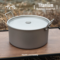 TiTo 5L Non-toxic Cooker Titanium Pot Camping Cooking Soup Pot with Lid Folding Handle Hiking Picnic Cookware Portable Stockpot